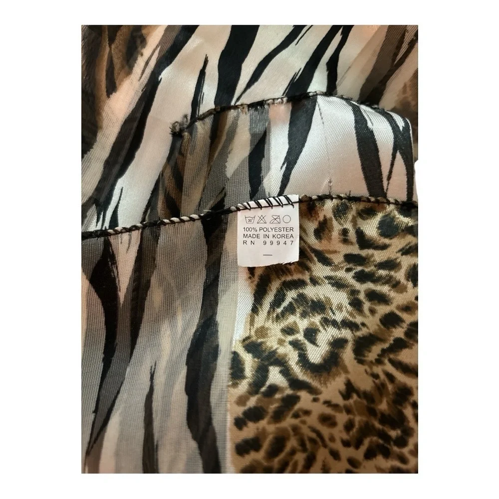 Animal print long scarf,black zebra stripes, brown leopard print.Semi sheer
